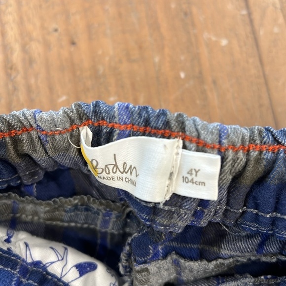 Mini Boden blue plaid pull on pants boys 4 - Picture 5 of 7